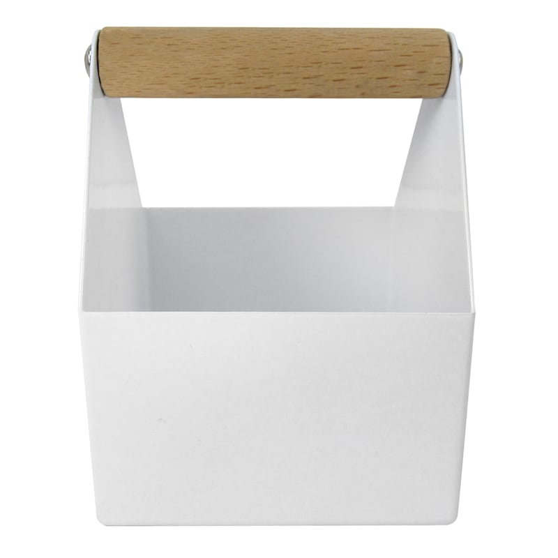 Ty Pennington White Metal & Wooden Paper Clip Caddy, Small