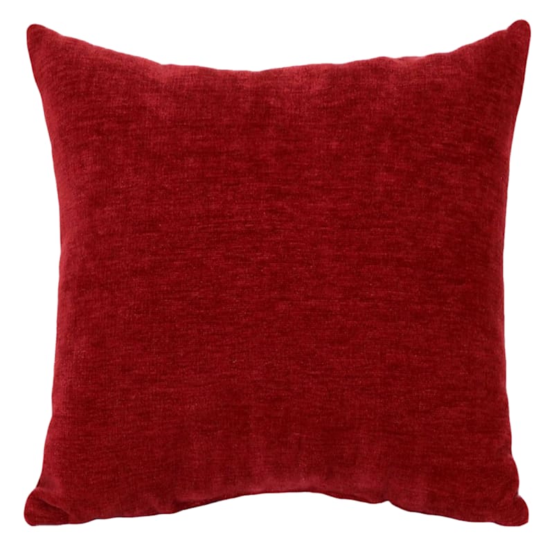 Reese Red Chenille Throw Pillow, 18"