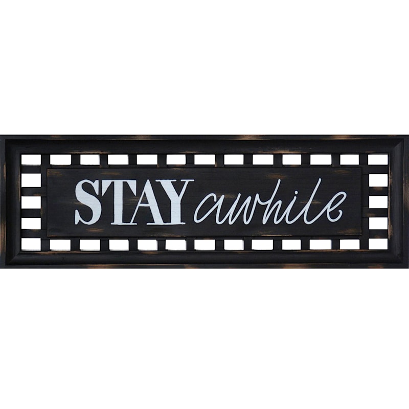 12X36 Stay Awhile Print On Wood Lifted Plaque