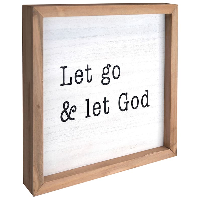 Let Go & Let God Wood Framed Wall Sign, 10"