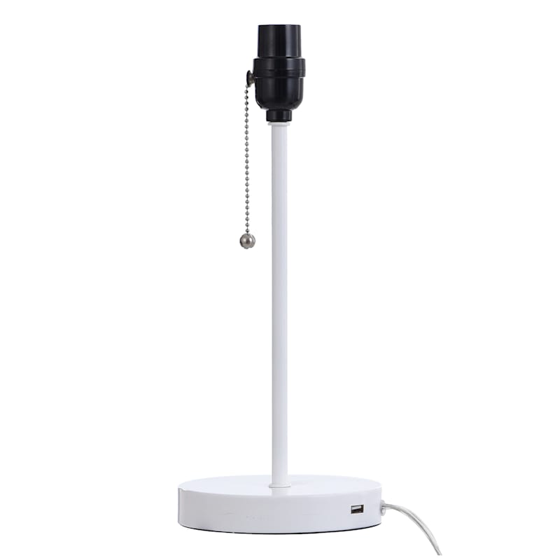 White Metal Task Lamp with USB Port, 14"