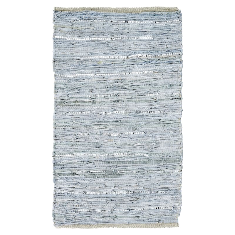 B637 Faux Leather Grey Area Rug Woven, Leather Area Rug Grey