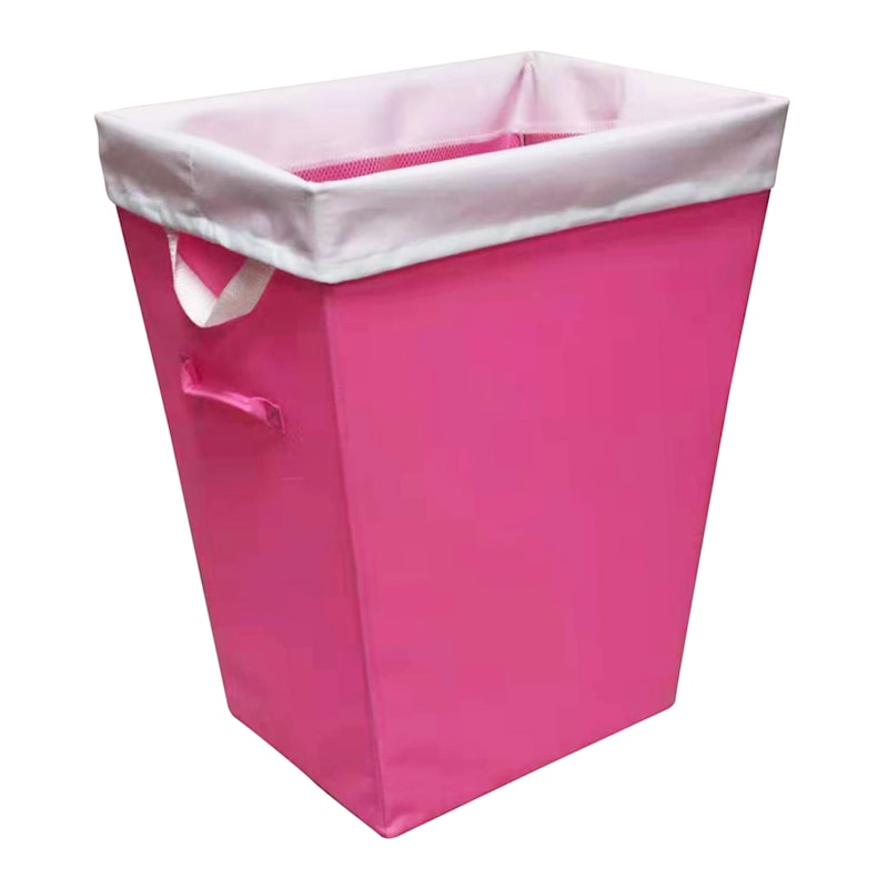 Tapered Pink Laundry Hamper with Mesh Liner, 22"