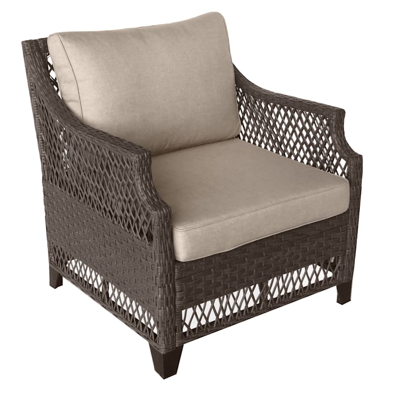 Weathered Wicker Lounge Chair Cushion, Outdoor Wicker Recliner Set