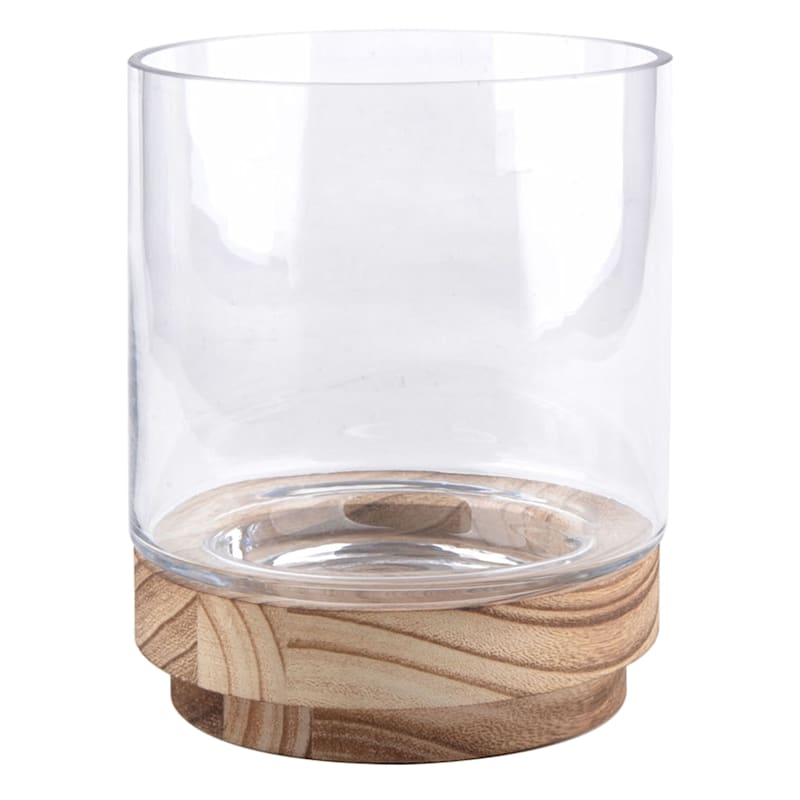 Wood and glass hurricane candle holders discount