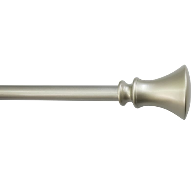 5/8" Silver Finish Trumpet Adjustable Curtain Rod, 48-84"