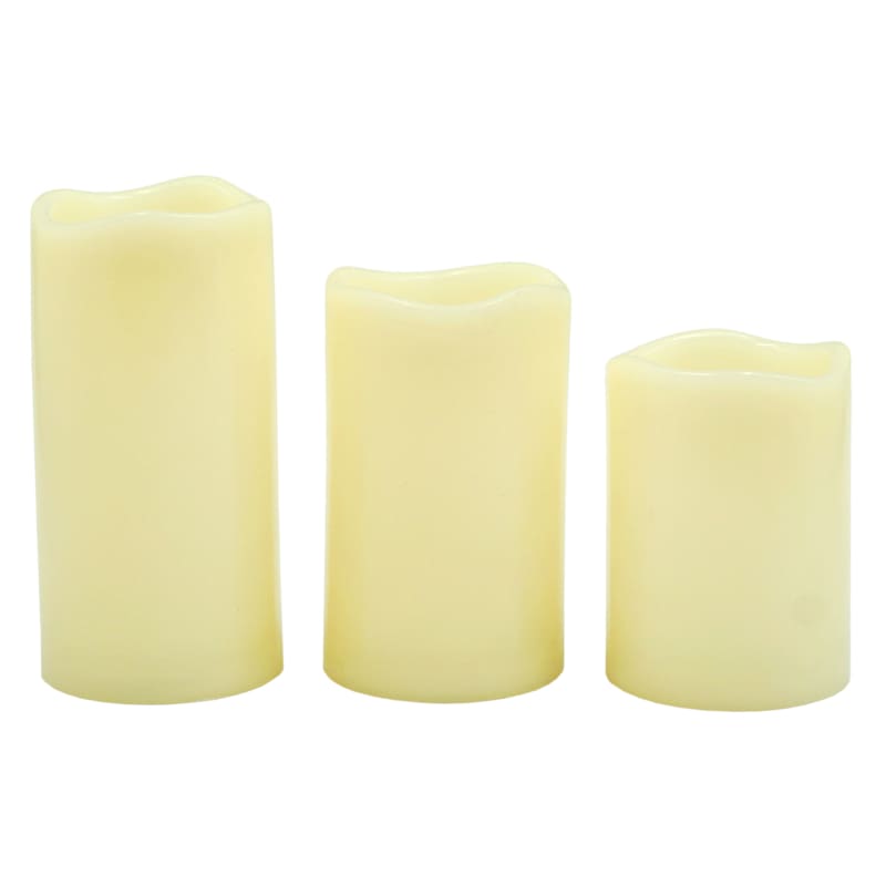Set of 3 Ivory LED Pillar Candles with 6 Hour Timer
