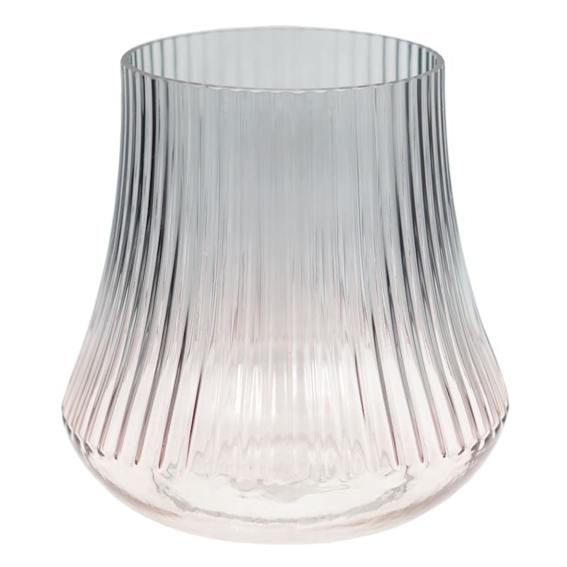 Laila Ali Gray Ombre Ribbed Glass Vase, 7"