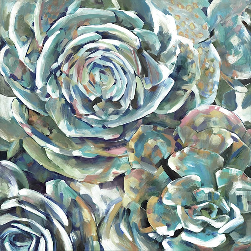 Desert Bloom Blues Canvas Wall Art, 35"