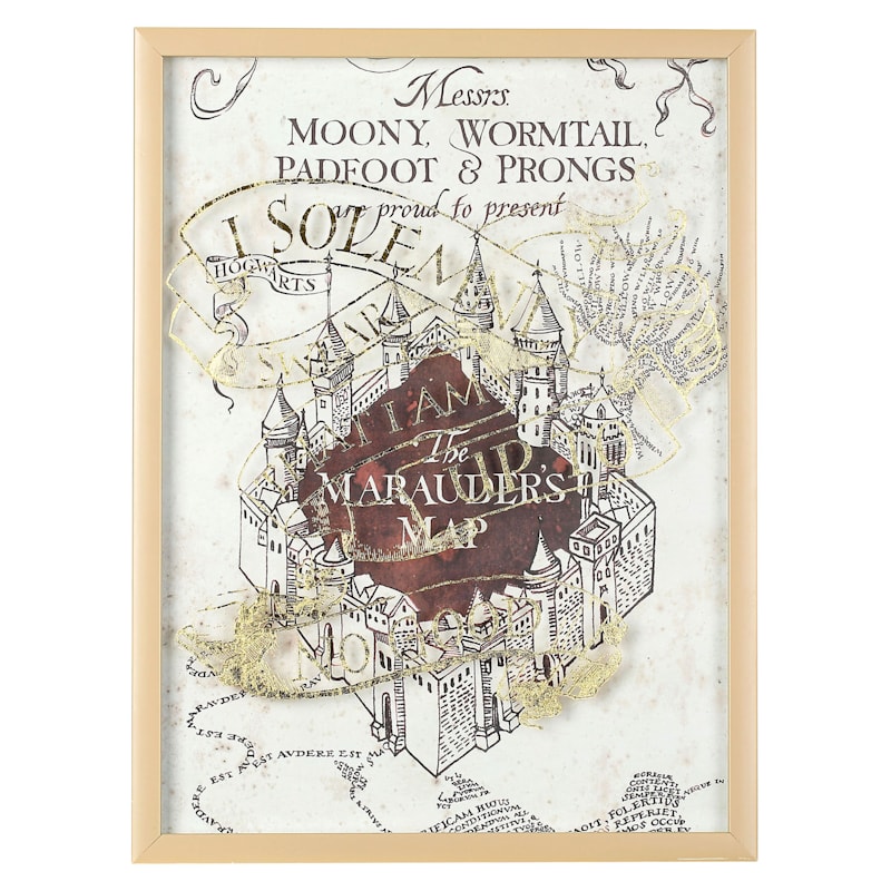 Marauders Map Framed Print Wood Various 55 x 75 x 2.9 cm GB eye Harry Potter