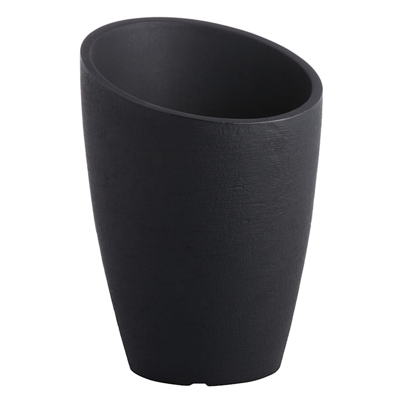 All-Weather Modern Lead Black Angled Conic Planter, 27"