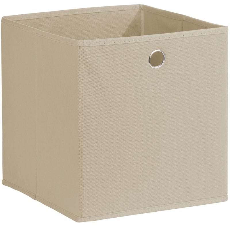 Fabric Storage Cube with Grommet Handle, Taupe
