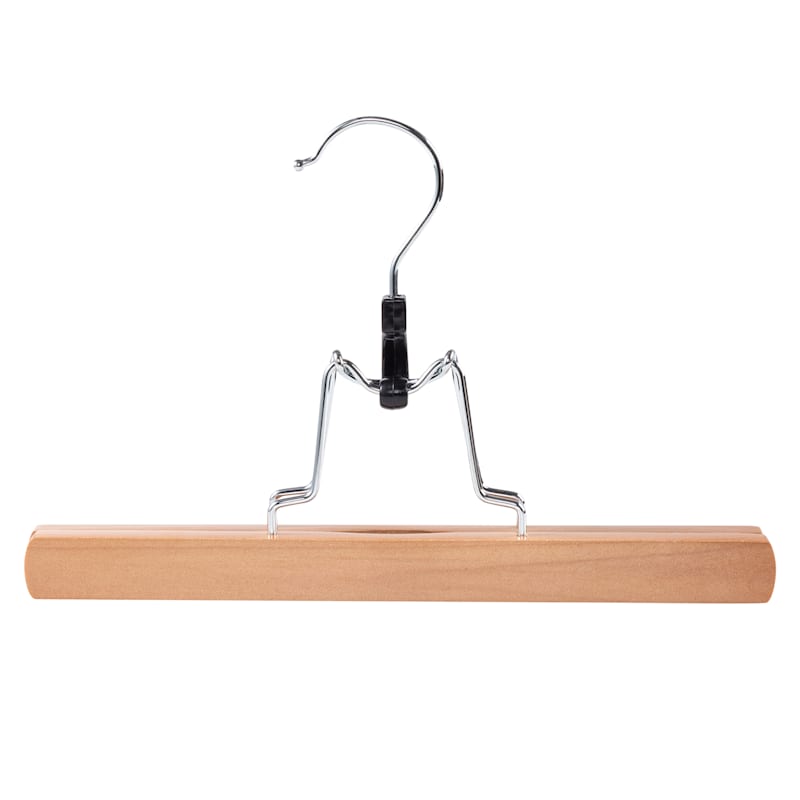 3-Piece Natural Wood Pant Hanger with Clamp