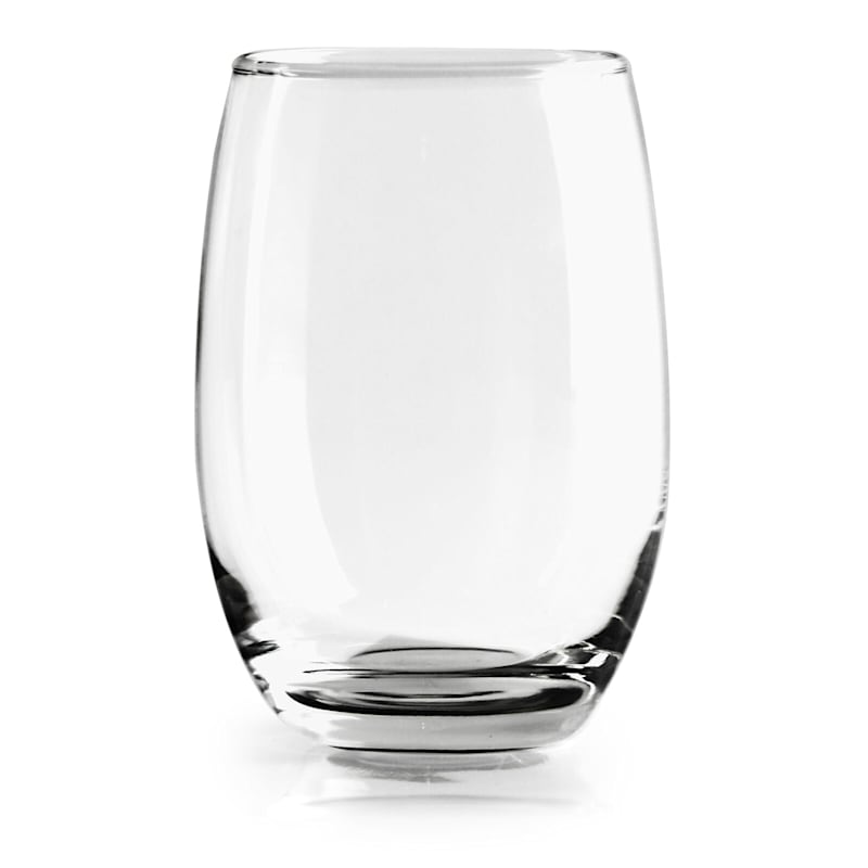 Set of 4 Clear Stemless Wine Glasses, 15oz