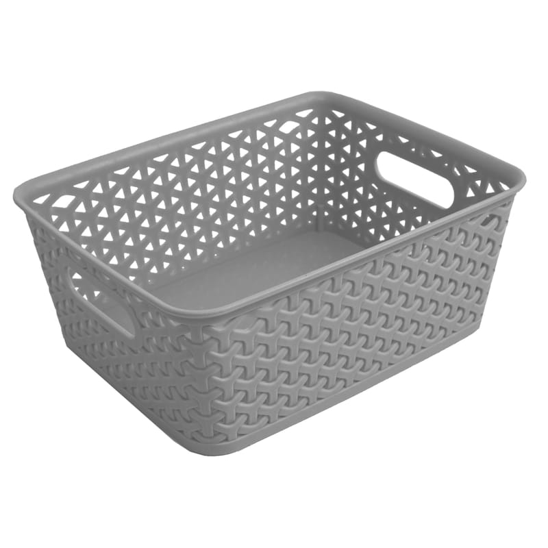 Light Gray Y-Weave Storage Basket, Medium