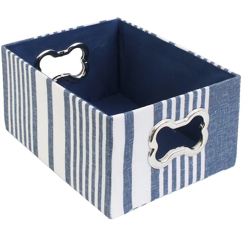 Jessie Blue Striped Pet Storage Bin, Small