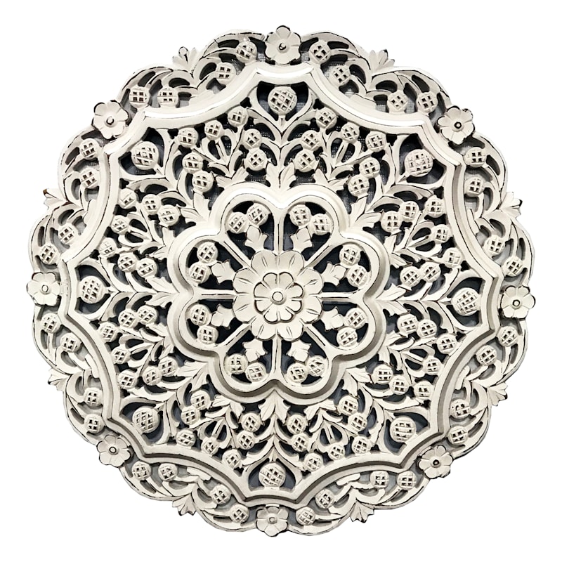 Carved Wood Wall Medallion, 30"