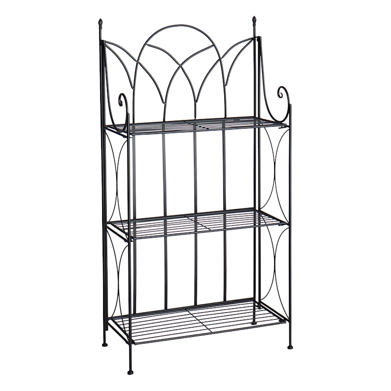 Black 3 Tier Gothic Baker Rack With, 3 Tier Black Wire Shelving Unit