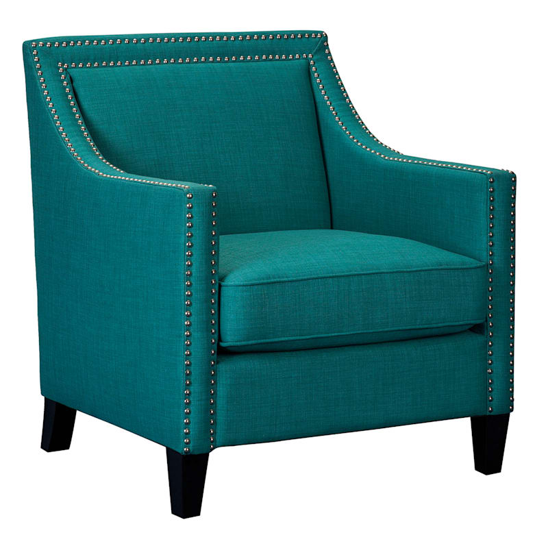Erica Teal Accent Chair with Nailhead Trim