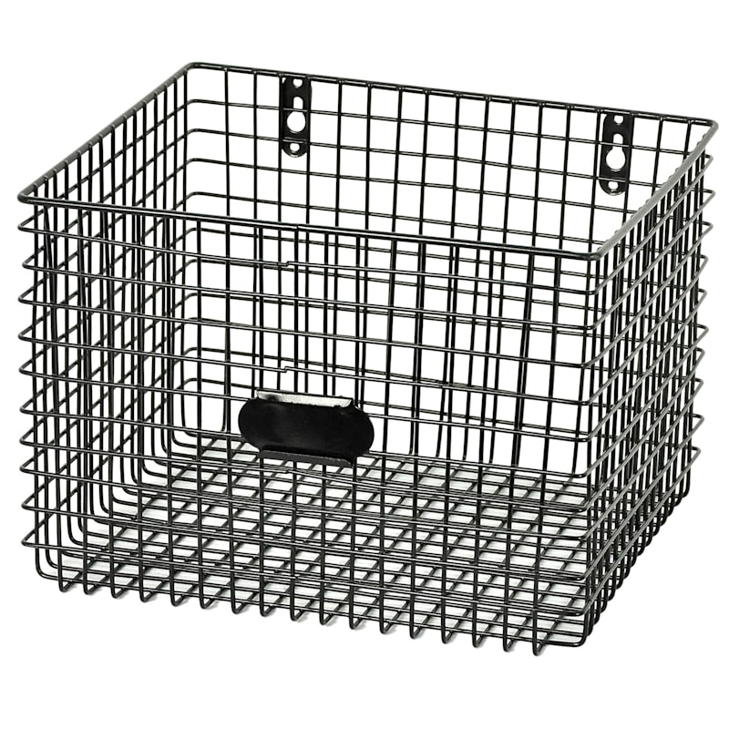 Black Metal Wire Wall Basket, Large