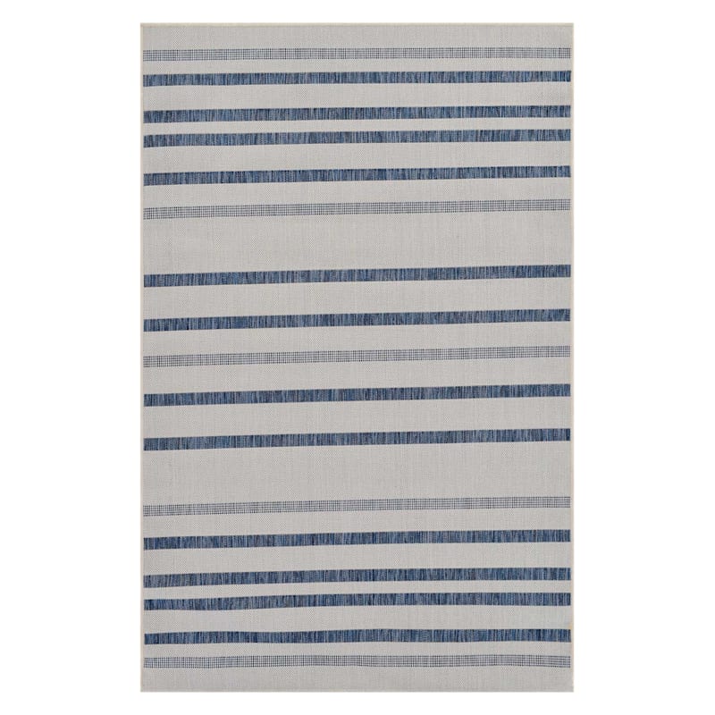 Ivory and Blue Striped Indoor Outdoor Area Rug Ivory and Blue Striped Indoor Outdoor Area Rug