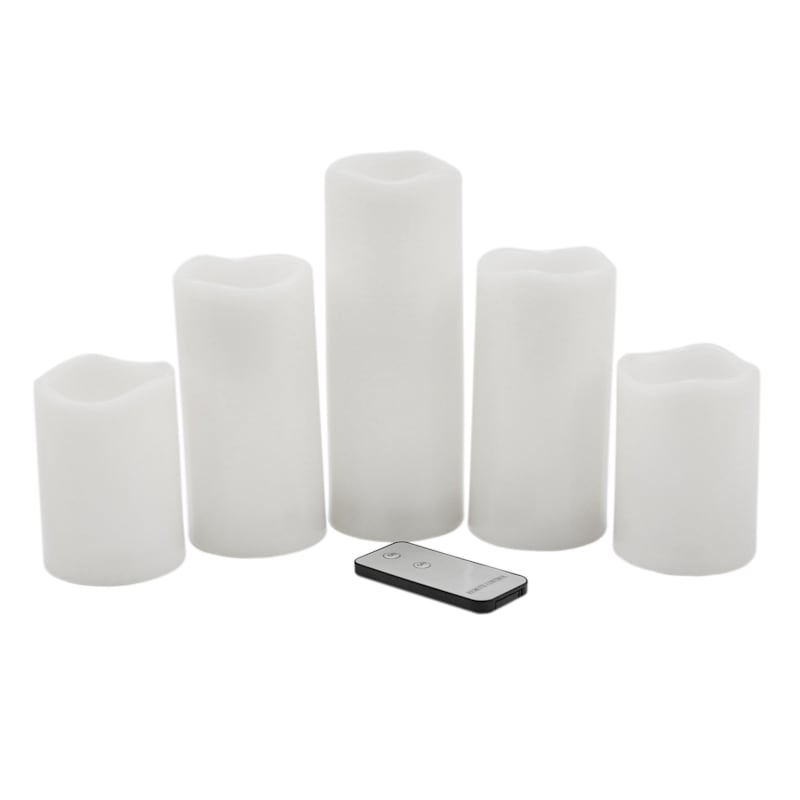5-Piece Outdoor LED Candle Set, White
