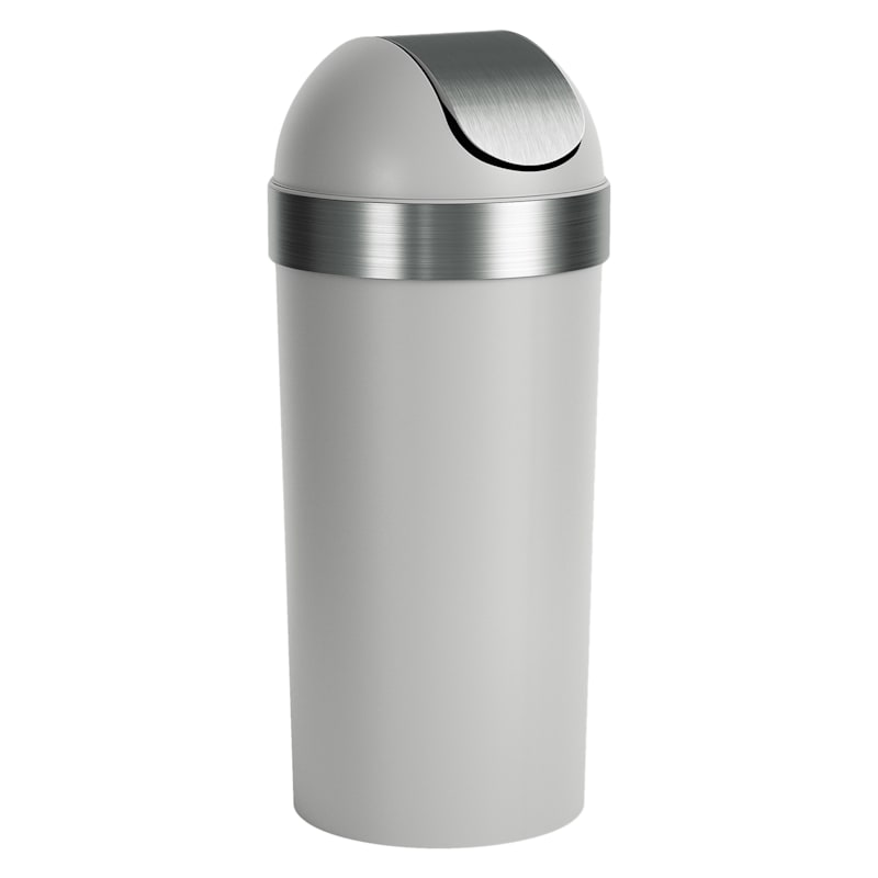 Grey Stainless Steel Venti Trash Can, 16.5gal