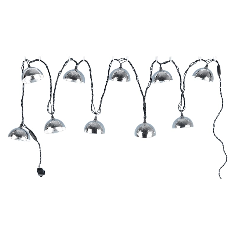 10-Count Metal Dome String Light Set, Silver