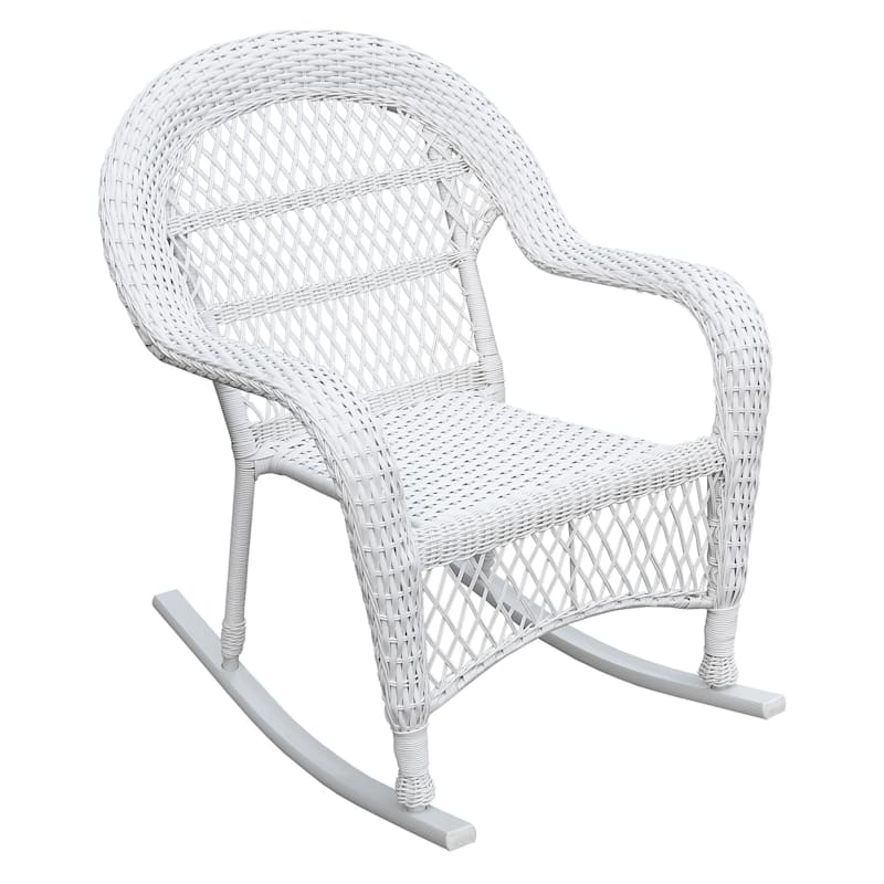 White Outdoor Wicker Rocking Chair