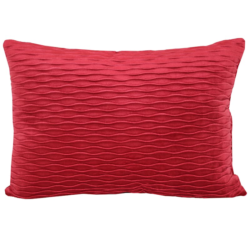 Red Ripple Textured Plush Throw Pillow, 14x20