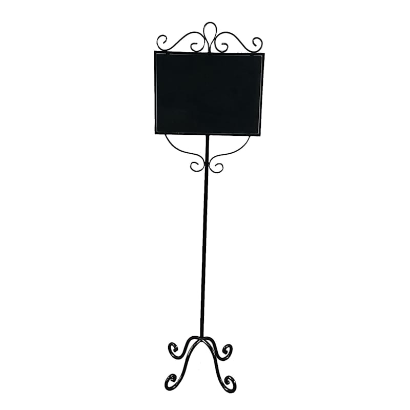 49in. Metal Chalkboard Stand With Solid Iron Base Black