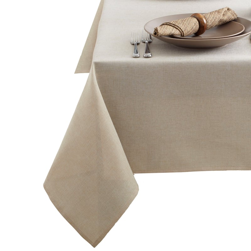 Round Flax Tweed Tablecloth, 70"