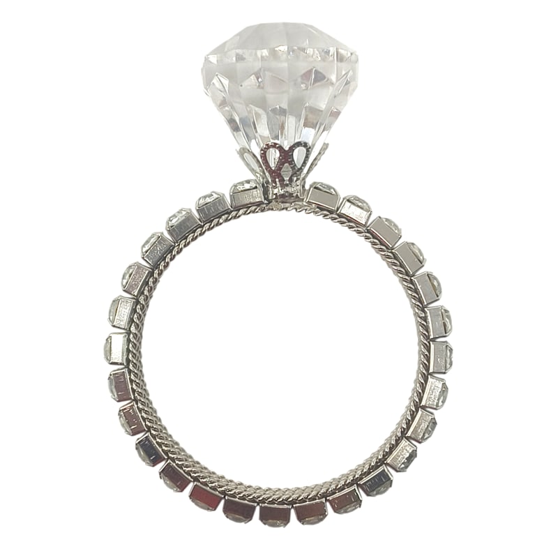 Clear Acrylic Rhinestone Ring Ornament, 2"