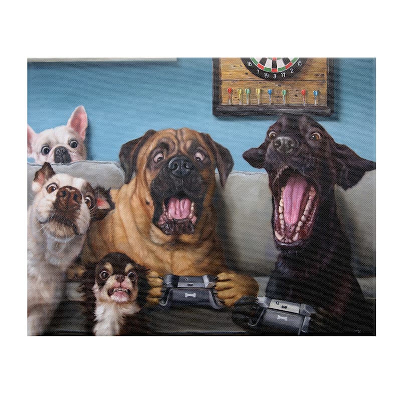 12X16 Dogs Video Game Canvas Wall Art