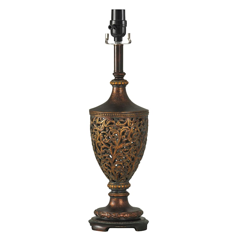Brown Floral Table Lamp, 24"