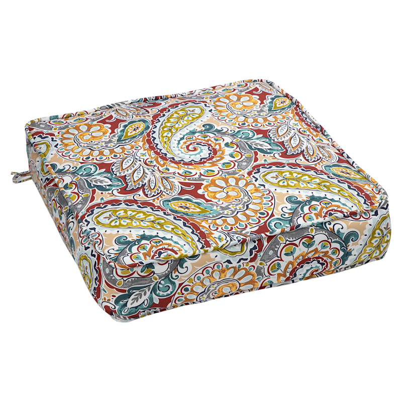 Paisley Chili Outdoor Gusseted Deep Seat Cushion