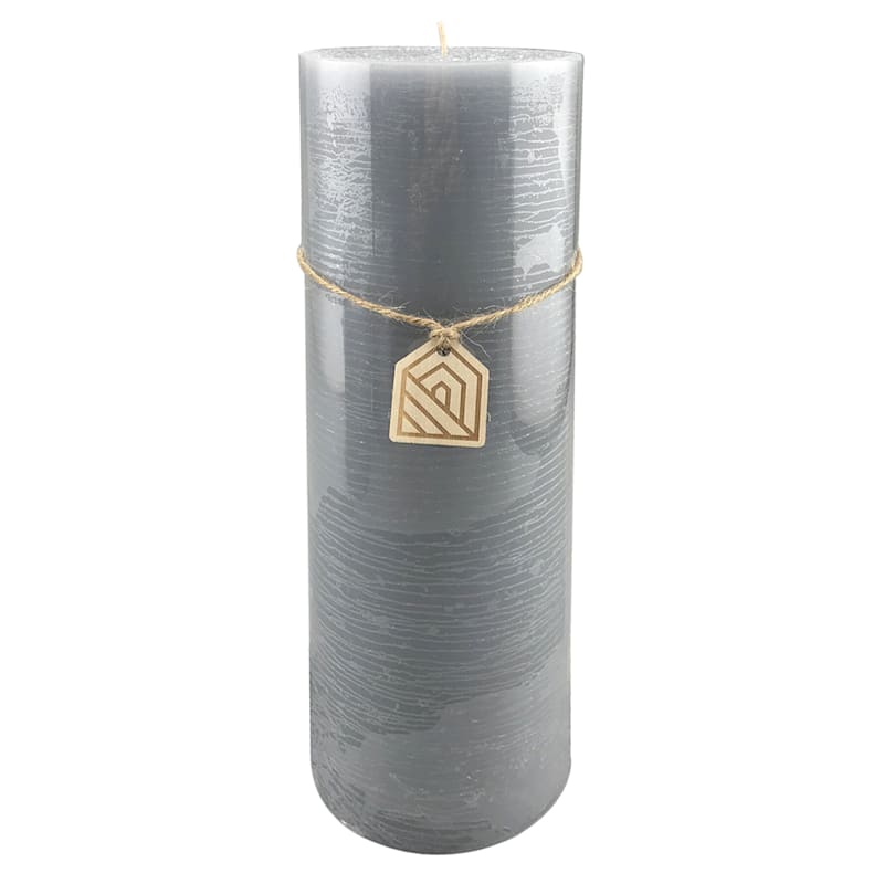 Light Grey Unscented Pillar Candle, 11"