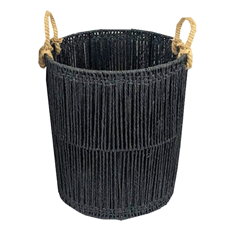 Medium Round Black Paper String Basket