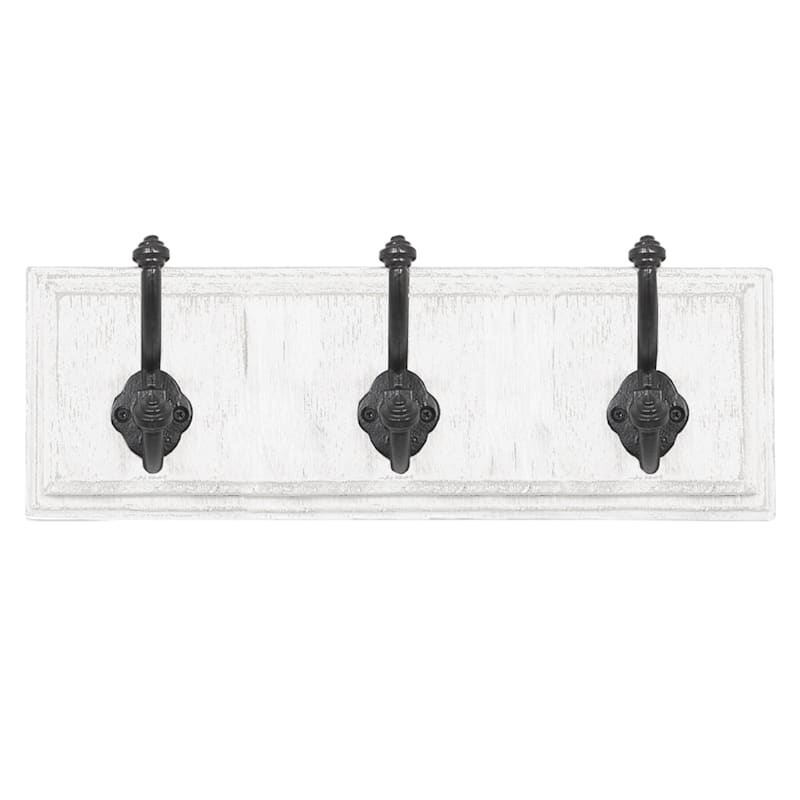3-hook Distressed White Rack, Sold by at Home