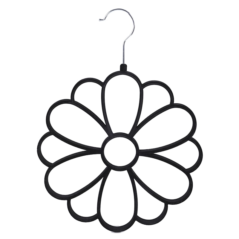 Flower Velvet Scarf Hanger, Black