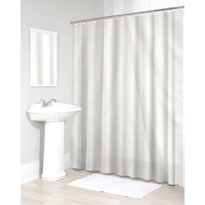 Sheer White Fabric Shower Curtain Liner, Canvas Shower Curtain Liner