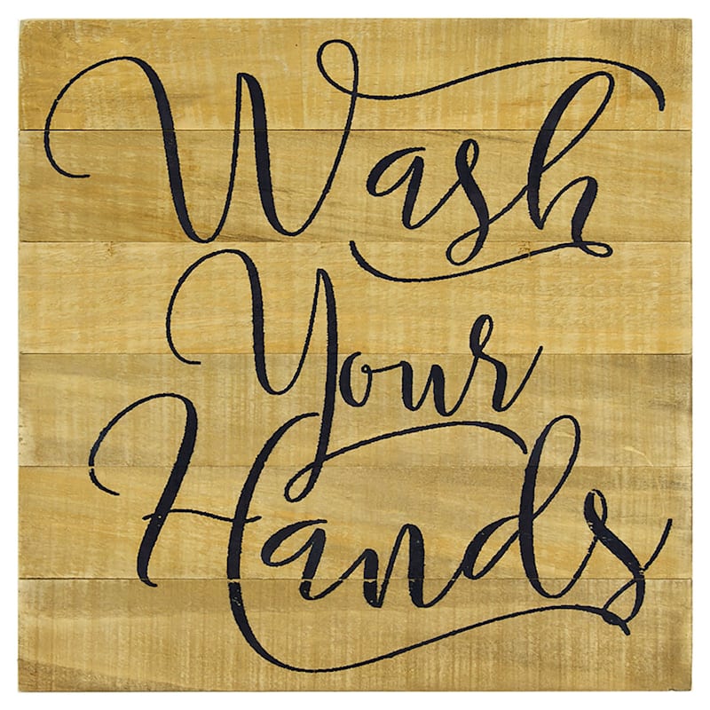 12X12 Wash Your Hands Wood Wall Art