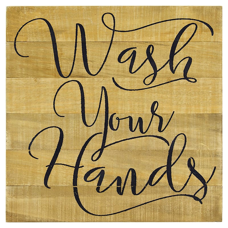 Wash Your Hands Wood Wall Art, 12x12