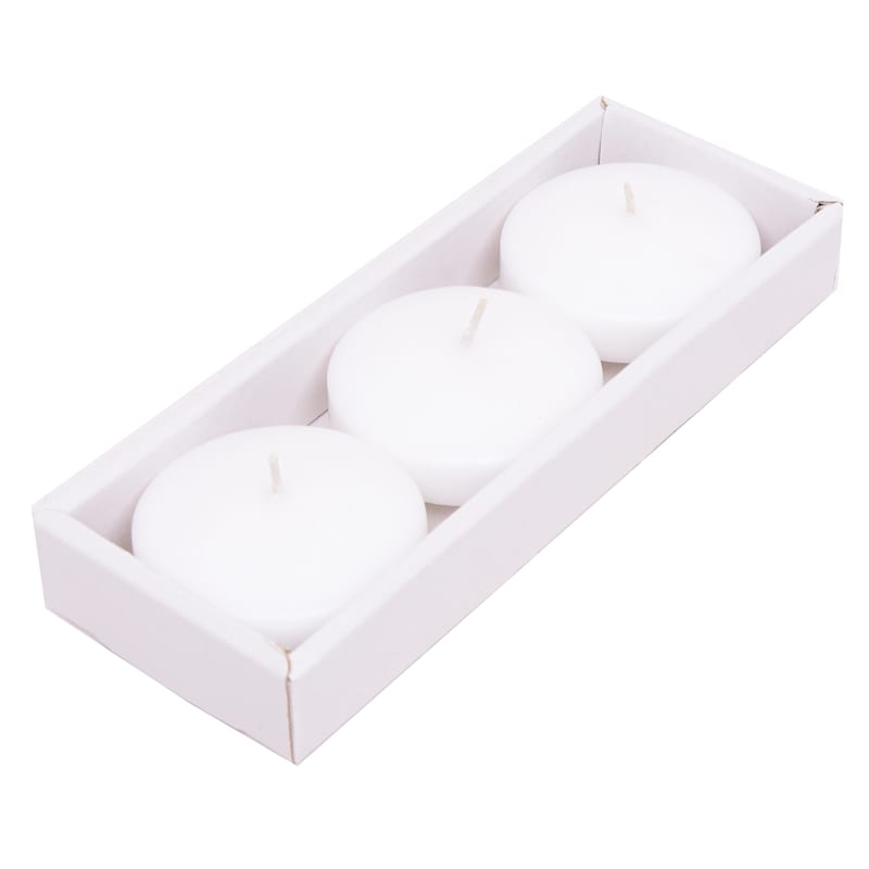 3-Pack White Overdip Unscented Floating Candles