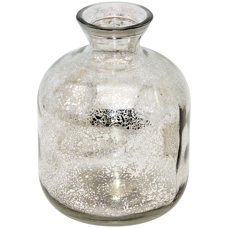 Silver Glass Vase, 6"
