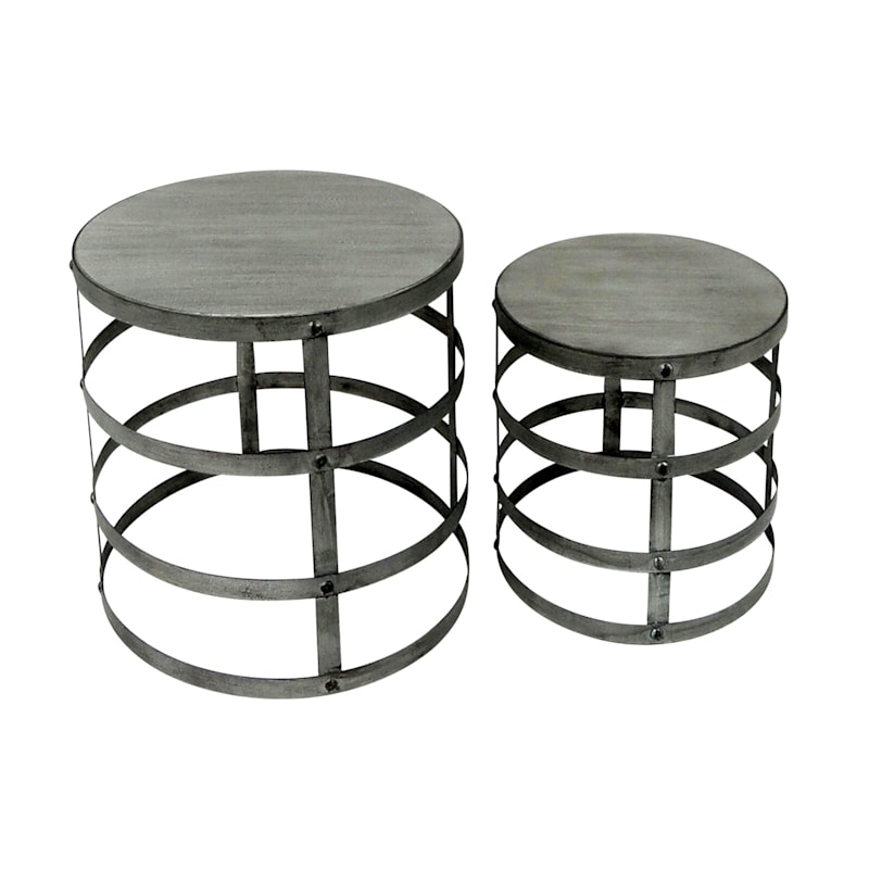 Wooden Top Plant Stand with Metal Base Small