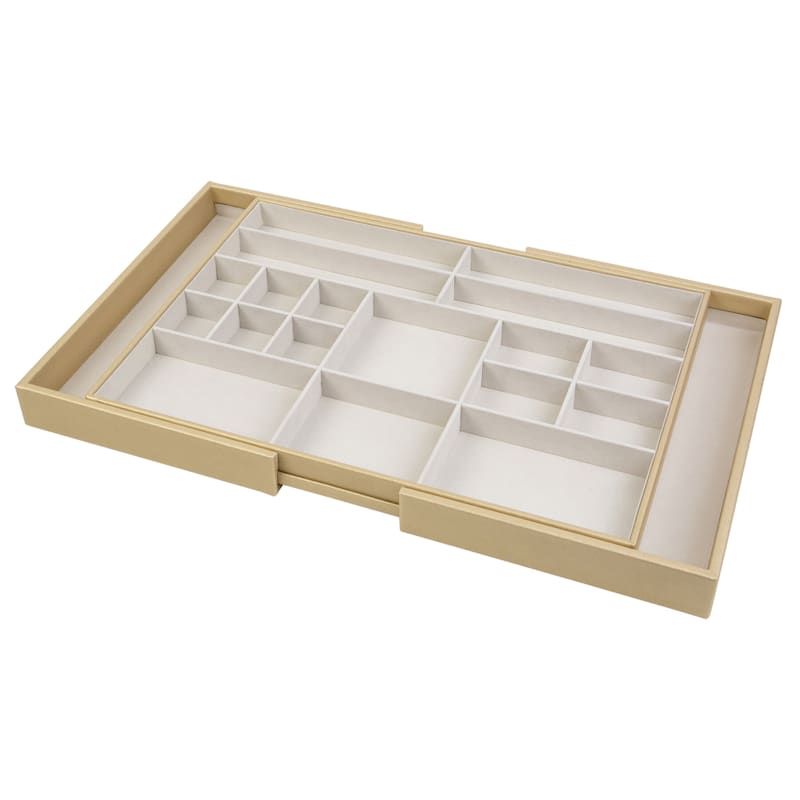 18-Compartment Expandable Jewelry Organizer, Gold Pebble