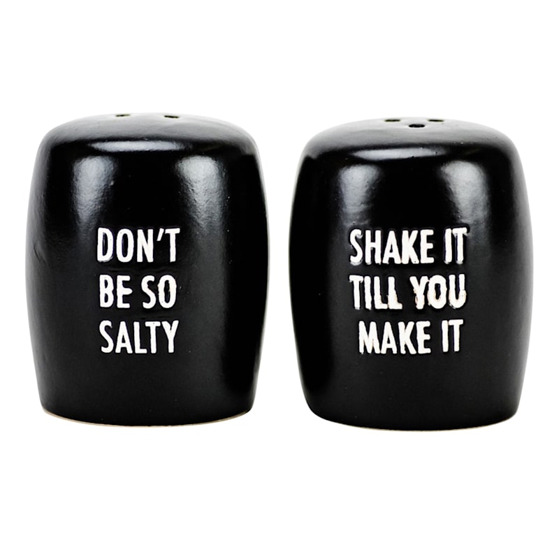 Black Salt/Pepper Set Gift Box Dont Be So Salty Shake It Till You Make It