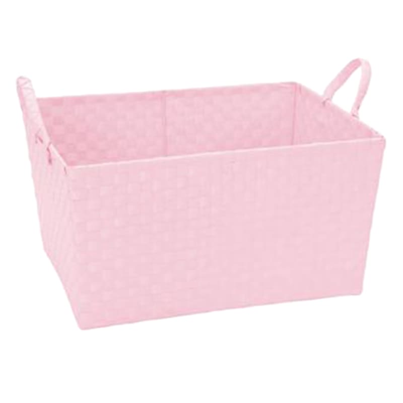Tapered Ribbon Plastic Basket W/Handle Pink XS