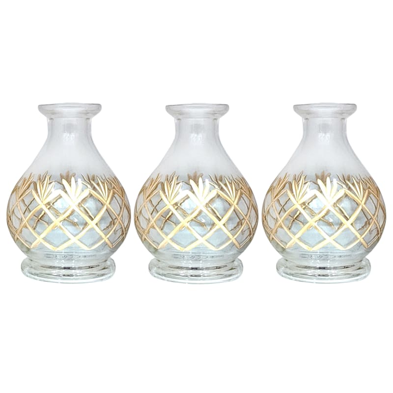 Set of 3 Heirloom Bud Glass Vases, 4"